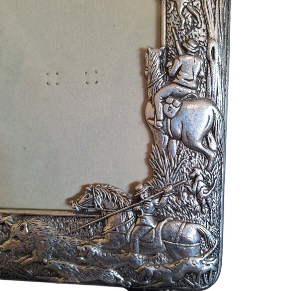 Arthur Court Vintage 1987 Hunt Motif 5x7 Pewter Picture Frame Rare - Picture 2 of 11